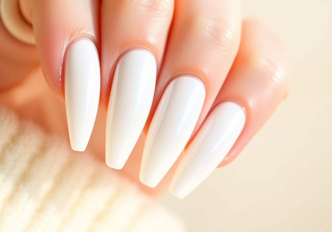 Milky White Glazed Donut Nails at Home