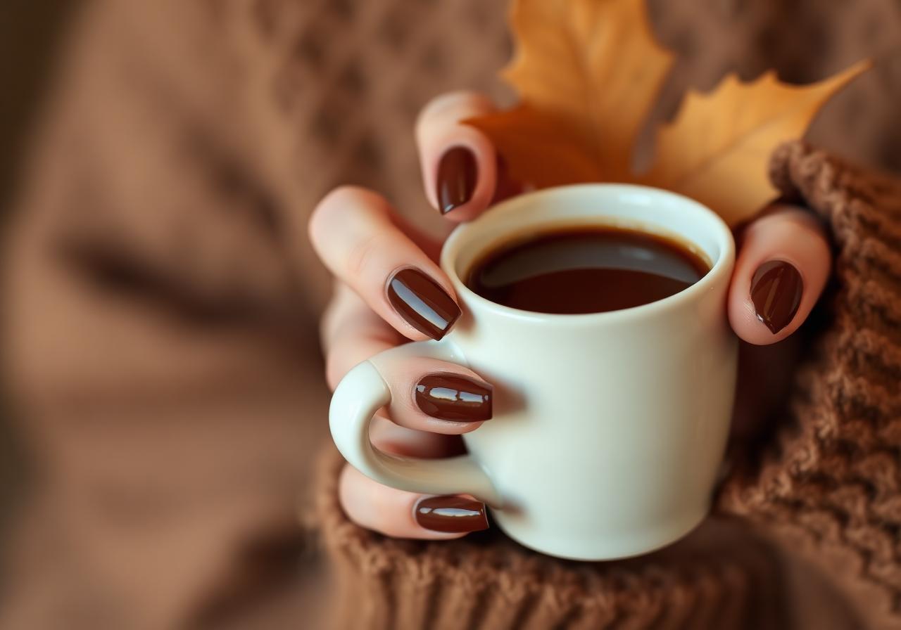 Chocolate Brown Mocha Nails for a Cozy Season