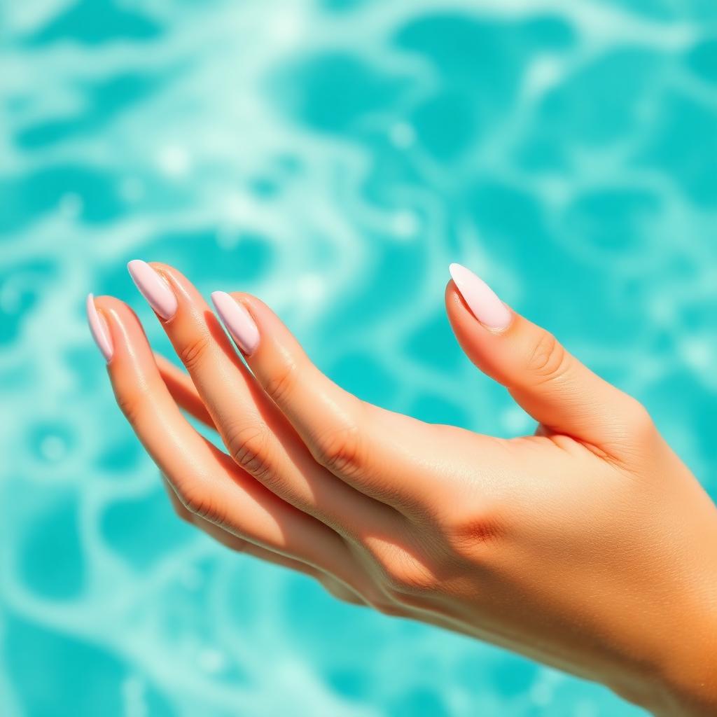 Ocean Wave Nails: Blue Water with White Foam Swirls