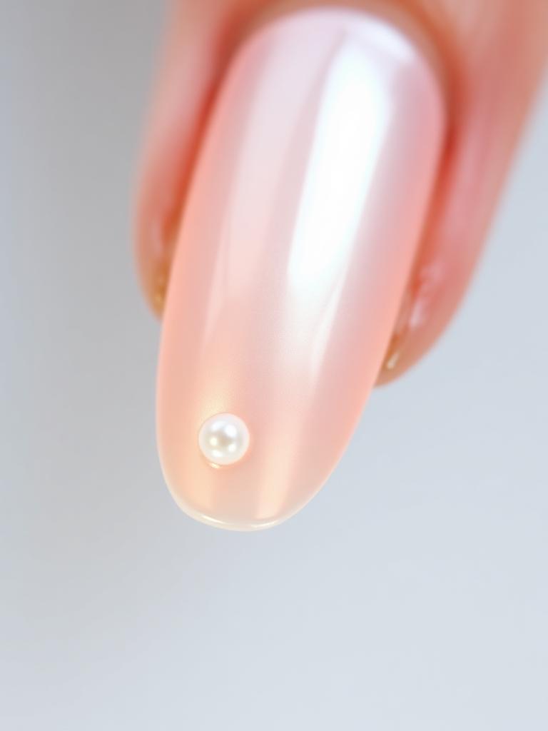 Pearl Aura Bridal Nails with Micro-Bead Detail
