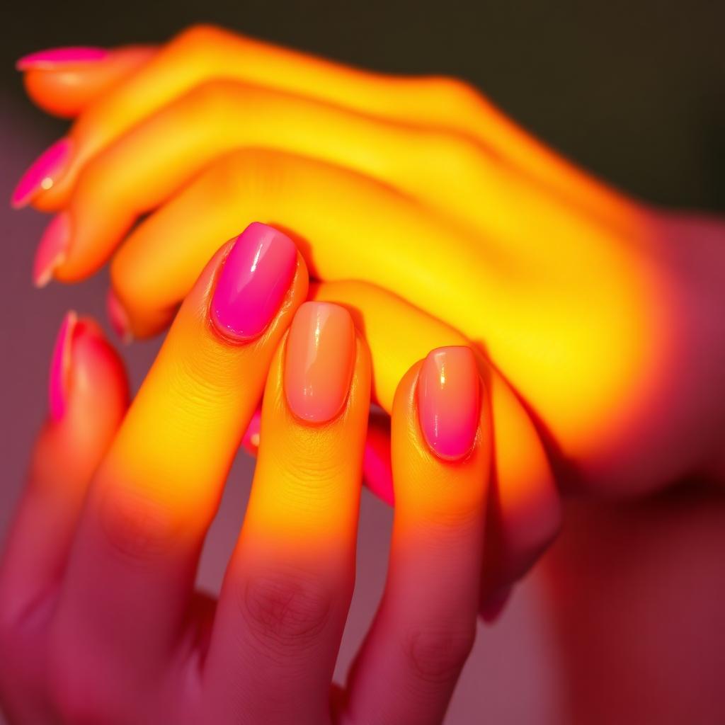 Sunset Gradient Nails: Fuchsia, Orange and Gold Ombre